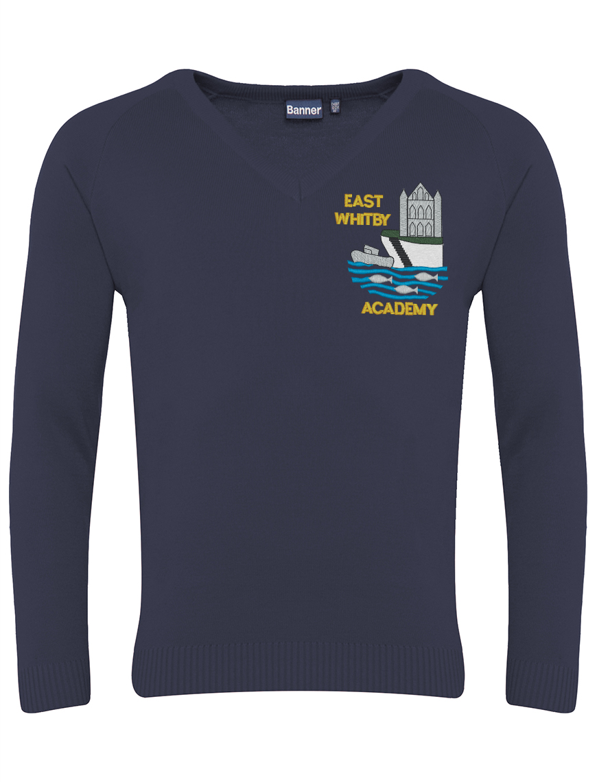 Adult East Whitby Academy- Acrylic V Neck Sweater